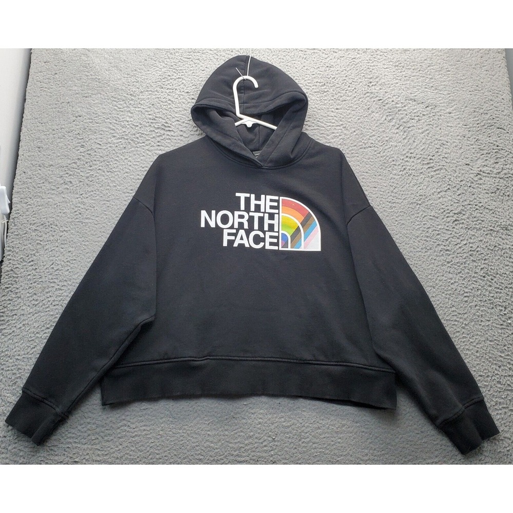 The North Face Hoodie Womens  XL Black Fleece Lined Graphic Print Long Sleeve
